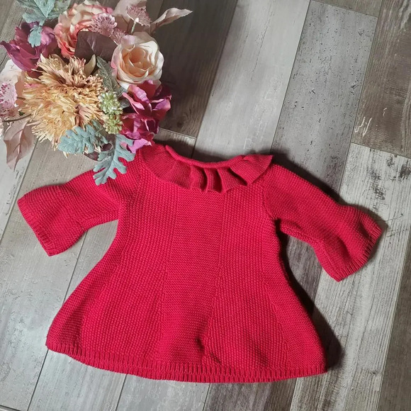 First Impressions Red Shimmery Knit Sweater Dress Tunic Size 18m - Picture 10 of 12